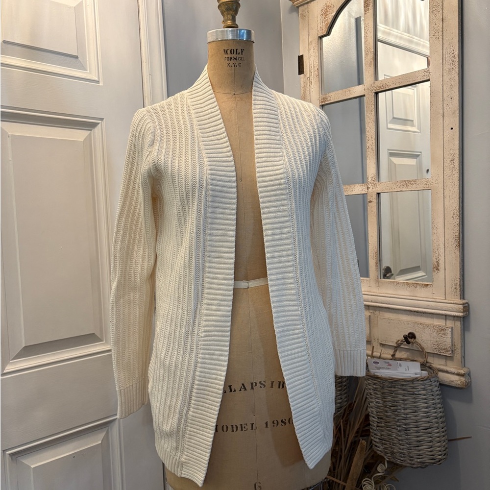 L.L. Bean‎ Cream Open-Front Cardigan Size XS